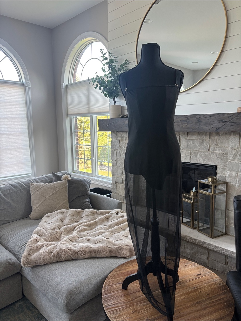 Black Sheer Mesh Corset Maxi dress